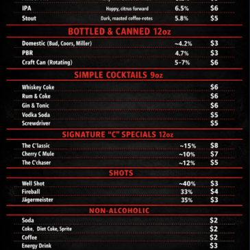 🍺 THE C – NEW DRINK MENU